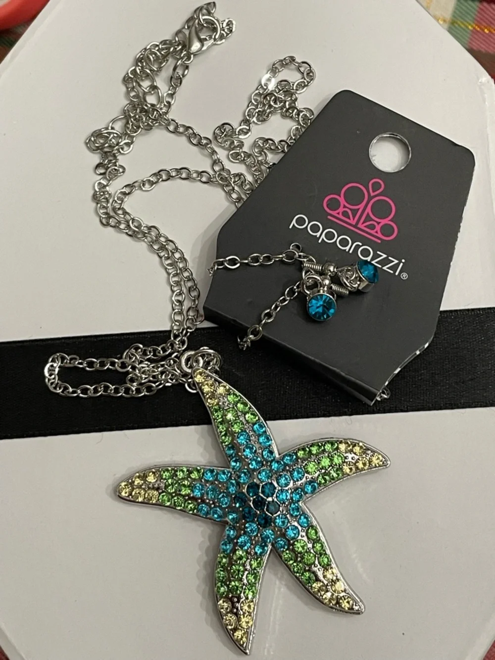 Paparazzi Starfish Crystal Pendant with matching earrings set nwt
